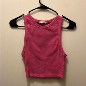 ZARA Pink Ribbed Crop Top size Medium